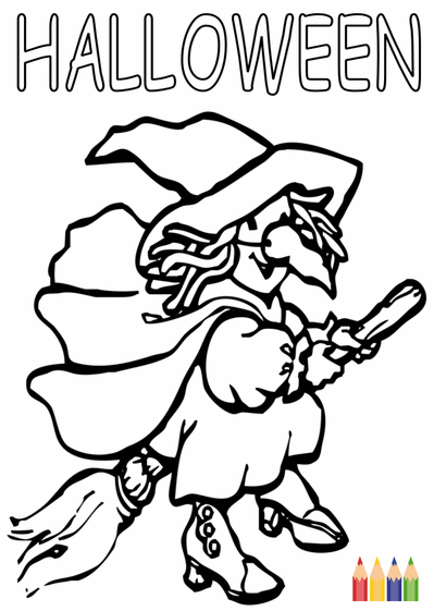 Sorci&egrave;re pour halloween &agrave; colorier